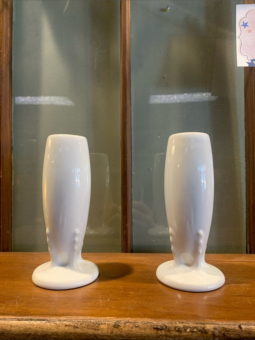 Pair Fiesta White Bud Vases Homer Laughlin Art Pottery Minimalist Decor
